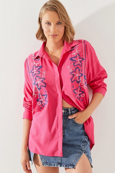 Bianco Lucci Γυναικείο πουκάμισο Oversize με κεντημένο σχέδιο - 5928 60251479