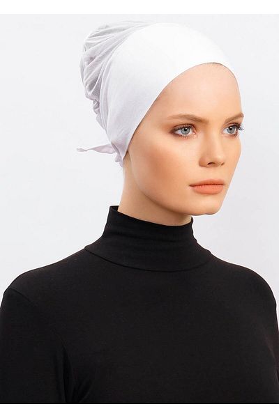 Ecardin Clima FiT BonnET WhiTE TullE Hijab Scarf - Turban and Shawl BonnET