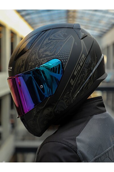 LS2 Rapıd 2 Crypt Mat Siyah Fullface Motosiklet Kaskı Gökkuşağı Camlı