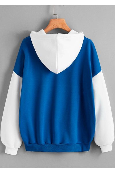 Benisengiydir los Angeles Printed Unisex Oversize Hooded Blue White Sweatshirt
