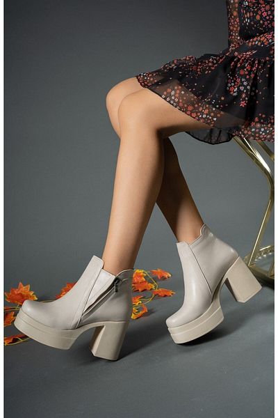 Riccon Γυναικείες ψηλοτάκουνες μπότες Beige Skin 00126400