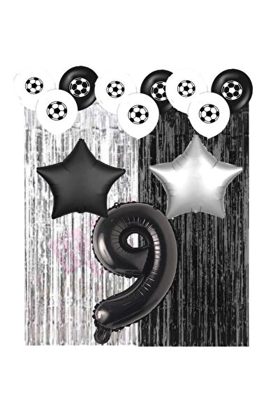 BAL10 DÜNYASI مجموعة حفلات أعياد الميلاد باللونين الأبيض والأسود لعمر 9 سنوات