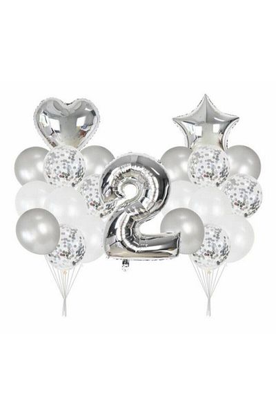 BAL10 DÜNYASI 2 Year Old Transparent Balloon Set with Confetti Birthday Party Set