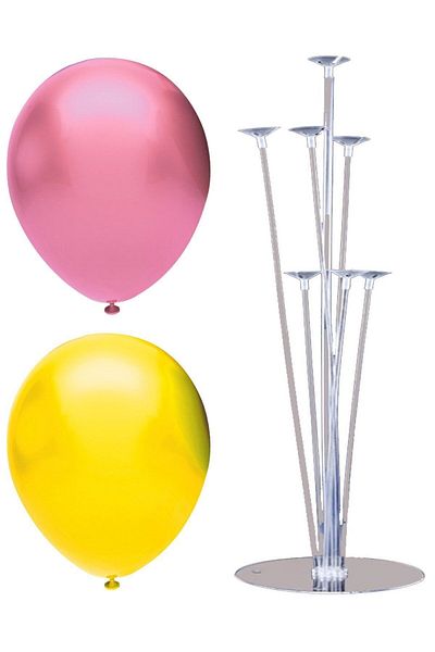BAL10 DÜNYASI 7 Stick Balloon Stand + 20 Balloons (Pink - Yellow)