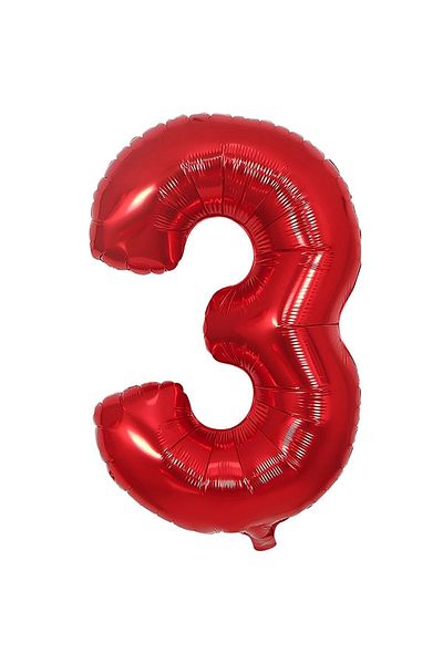 BAL10 DÜNYASI Foil Balloon Red Number 3 40 Inch 100 Cm