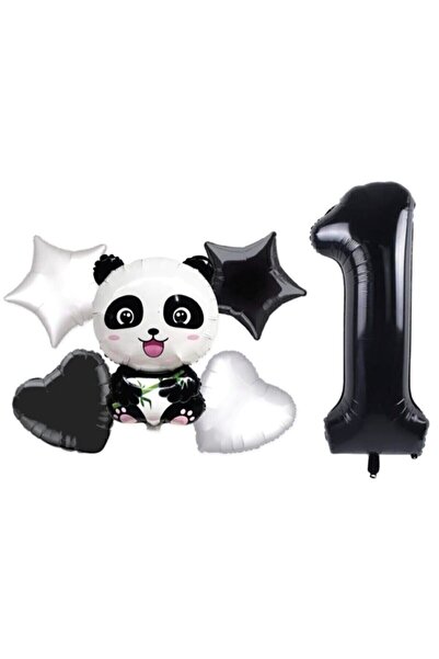 BAL10 DÜNYASI Panda Themed Star Heart Foil Balloon Wedding Party Set Age 1