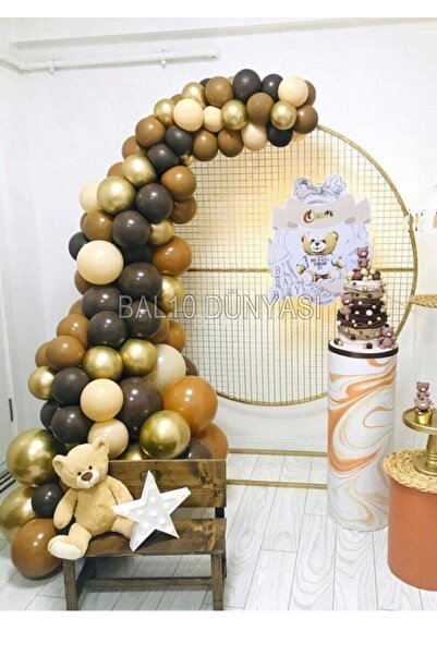BAL10 DÜNYASI Caramel-tan-chocolate Brown-gold Color Balloon Chain 70 Pieces ...