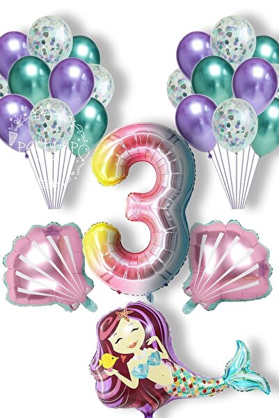 BEST PARTİ DOĞUM GÜNÜ PARTİ SÜSLERİ مجموعة بالونات حورية البحر لتزيين الحفلات...