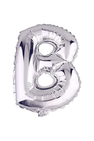 BAL10 DÜNYASI 16" Inch 40 Cm Foil Balloon Silver Color Letter ''b''