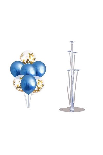 BAL10 DÜNYASI Blue Transparent Confetti Balloon Stand with Stand