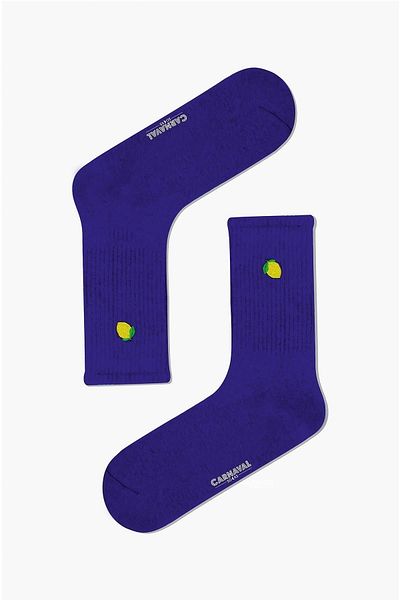 CARNAVAL SOCKS Лимонови бродирани лилави спортни чорапи