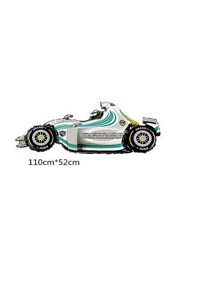 BAL10 DÜNYASI White Color Formula 1 Car Figure Foil Balloon 52*110 cm