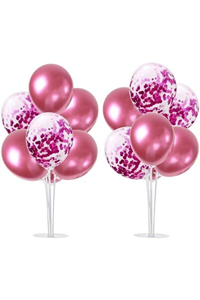 BAL10 DÜNYASI Pembe Krom Konfetili Ayaklı Balon Standı 1 Adet