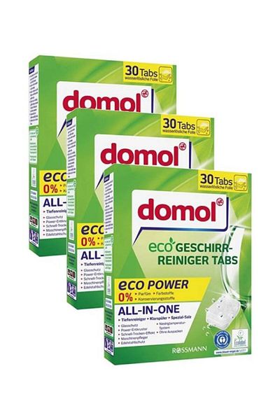 DOMOL Eco Foil Free 30 Pack Dishwasher Tablets - 3 Pieces