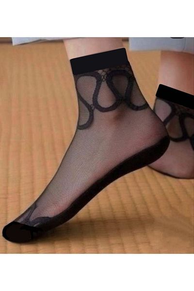 ASGÜL SOCKS Чорапи от тюл с шарки, 3 чифта