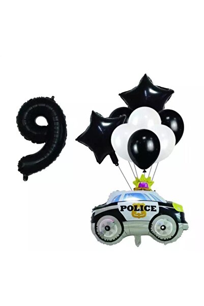 BAL10 DÜNYASI Police Car Foil Balloon Set Age 9