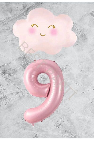 BAL10 DÜNYASI Age 9 Pink Number Cloud Foil Balloon Set