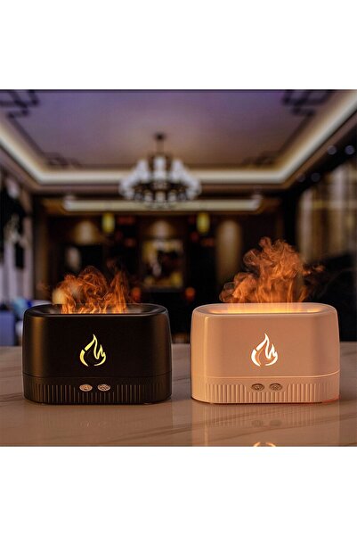 PASACO Alev Görünümlü Difüzör Oda Hava Nemlendirici Işıklı Ultrasonik Buhar Makinesi Aroma Terapi 230 ml