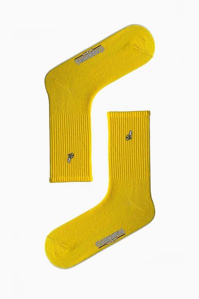 CARNAVAL SOCKS Унисекс жълти спортни чорапи с бродерия от банан