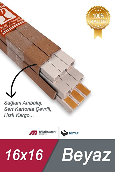 Mutlusan Kablo Kanalı 16x16 Yapışkanlı 18 Metre (9 Adet) Sağlam Ambalaj