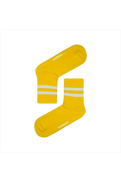 CARNAVAL SOCKS Αθλητικές κάλτσες με μοτίβο κίτρινες και λευκές διπλές ρίγες