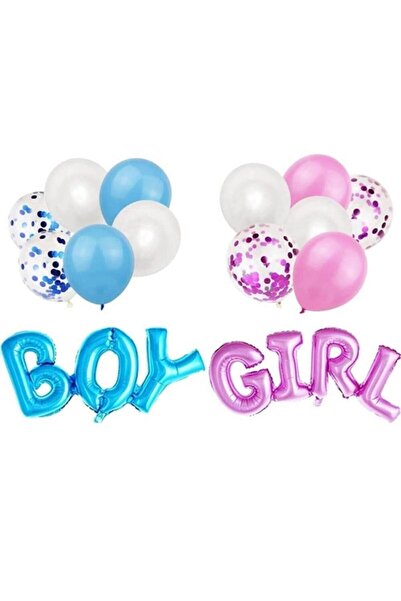 BAL10 DÜNYASI Gender Party Girl Boy Blue Pink Confetti Balloon Bouquet