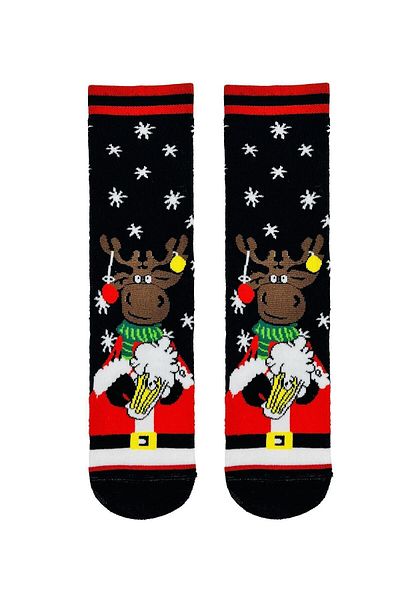 CARNAVAL SOCKS Чорапи с кърпа с черни мотиви на снежинки и Дядо Коледа