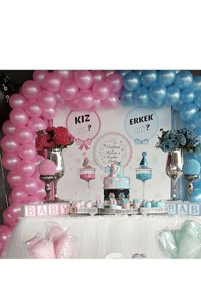 BAL10 DÜNYASI Gender Reveal Balloon Chain Metallic Pink Blue 50 Pieces and 5 m Balloon Chain