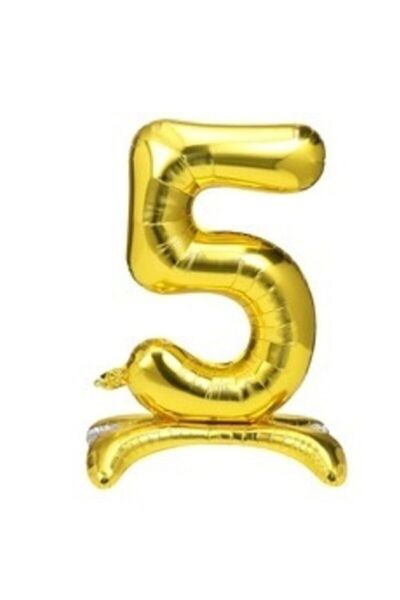 BAL10 DÜNYASI 5 Years Old Gold Colored Footed Foil Balloon Figure 32 Inches 8...