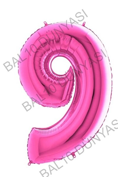 BAL10 DÜNYASI بالون رقم فويل وردي فوشيا 100 سم 9
