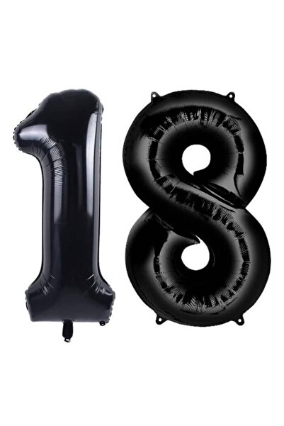 BAL10 DÜNYASI Foil Balloon Black Number 18 34 Inch 80 Cm