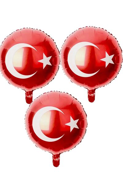 BAL10 DÜNYASI 23 April 29 October Turkish Flag Themed Foil Balloon 45 Cm 3 Pi...