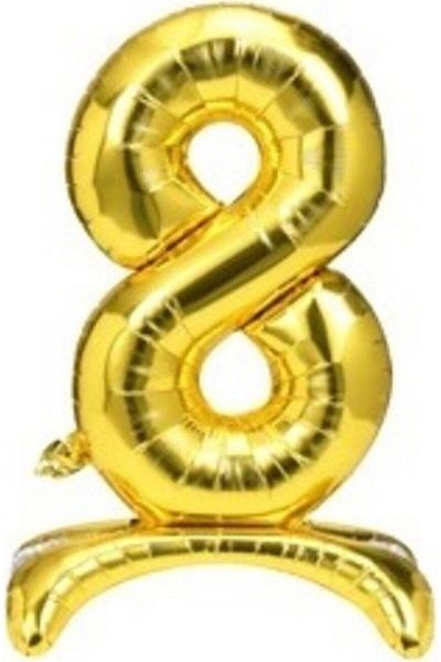 BAL10 DÜNYASI 8 Years Old Gold Colored Footed Foil Balloon Figure 32 Inches 80 Cm
