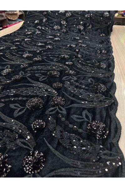 OsmanKumaşDantel Payet İşlemeli Kadife