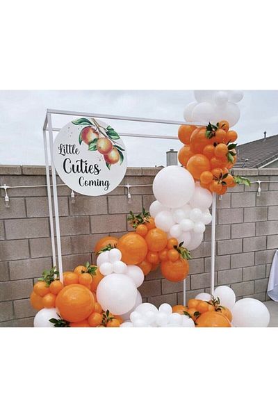 BAL10 DÜNYASI Orange and White Balloon Chain 50 Balloons + 5 mt Balloon Chain