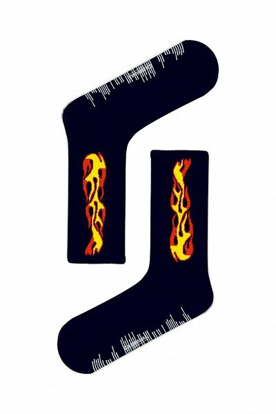 CARNAVAL SOCKS Черни чорапи с шарка на пламък