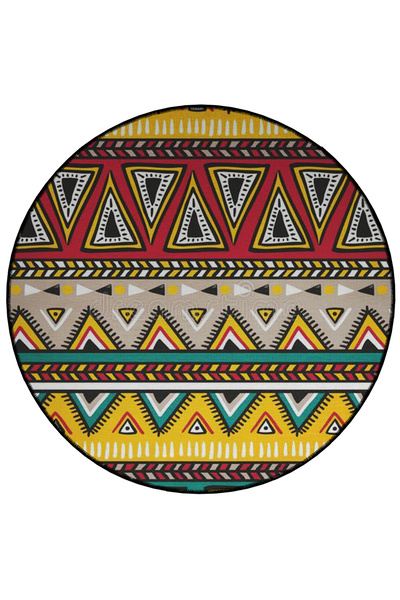 Rugs Modern Halı Mira Round Multicolored Triangle Detailed Woven Base Modern ...