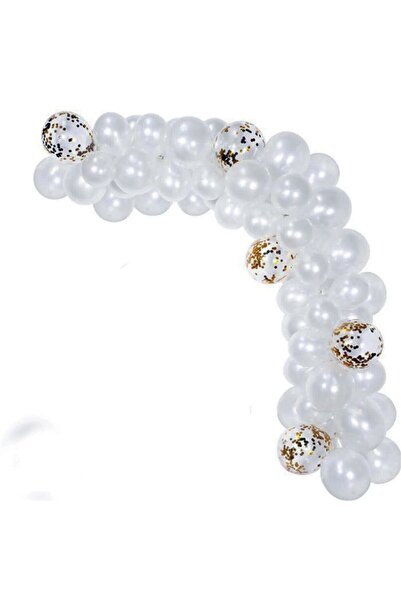 BAL10 DÜNYASI Metallic White Balloon 100 Pieces And Balloon Chain Belt Set 5 ...
