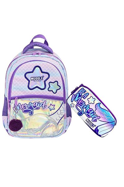 MUGGLE Rucsac de școală cu 3 compartimente sirenă + suport stilou