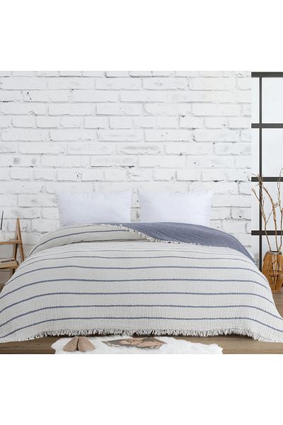Miespiga Double Sided 100% Cotton Striped Pique Bedspread - 220x240
