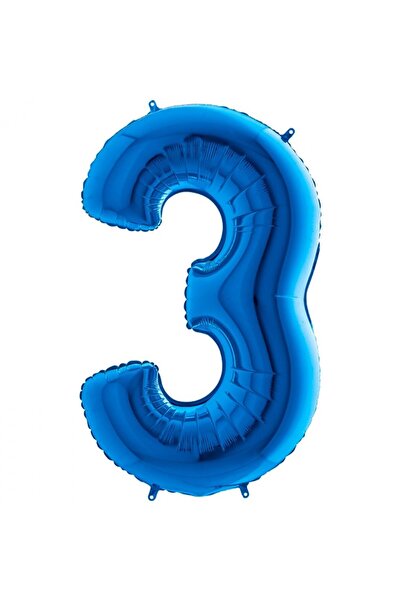 BAL10 DÜNYASI 3 Dark Blue Color Number Foil Balloons 100 cm