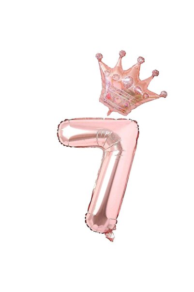 BAL10 DÜNYASI Rose Gold Rakam Kral Taç Folyo Balon Seti Yaş 7