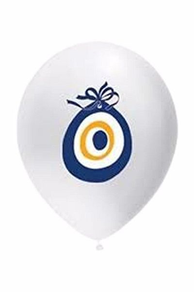 BAL10 DÜNYASI White Mashallah Balloon with Evil Eye Beads 10 Pieces