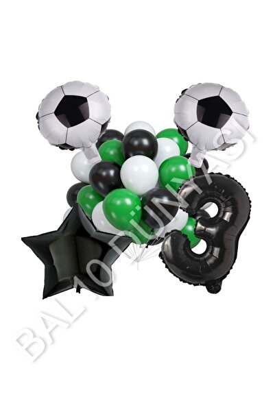 BAL10 DÜNYASI Football Ball Star Number Latex Balloon Set Age 3
