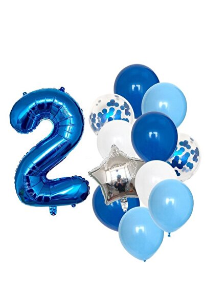 BAL10 DÜNYASI Age 2 Blue Transparent Balloon Sequin Set
