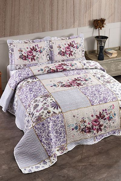 Örtüm Elina Lilac Double Quilted Bedspread