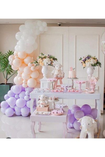 BAL10 DÜNYASI Macaron Pastel Balloon Concept Balloon Chain 50 Pieces