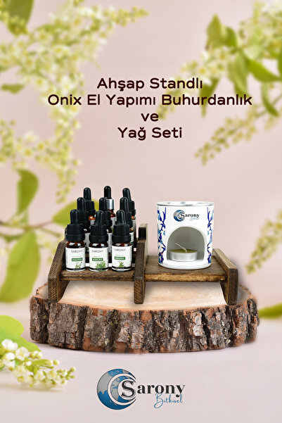 Onix El Yapımı Seramik Buhurdanlık Wood Set - 9'lu %100 Saf Uçucu Yağı