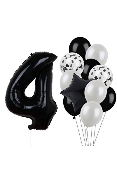 BAL10 DÜNYASI مجموعة من البالونات ذات الأرقام السوداء واللاتكس لعمر 4 سنوات