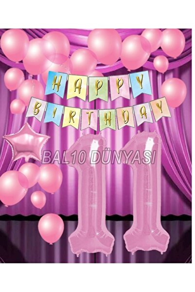 BAL10 DÜNYASI Pembe Renk Yıldız Folyo Balon Seti 11 Yaş